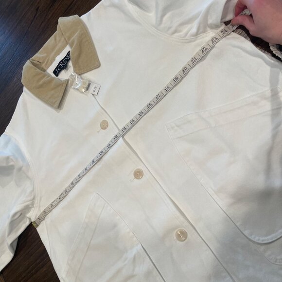 NWT J.Crew Women's XL Ivory Barn Jacket in Canvas Off-White Tan Collar CI107 - Picture 7 of 12